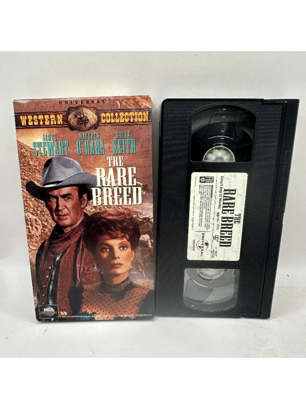The Rare Breed James Stewart Maureen OHara MCA Universal Western VHS 1 Hr 37 Min